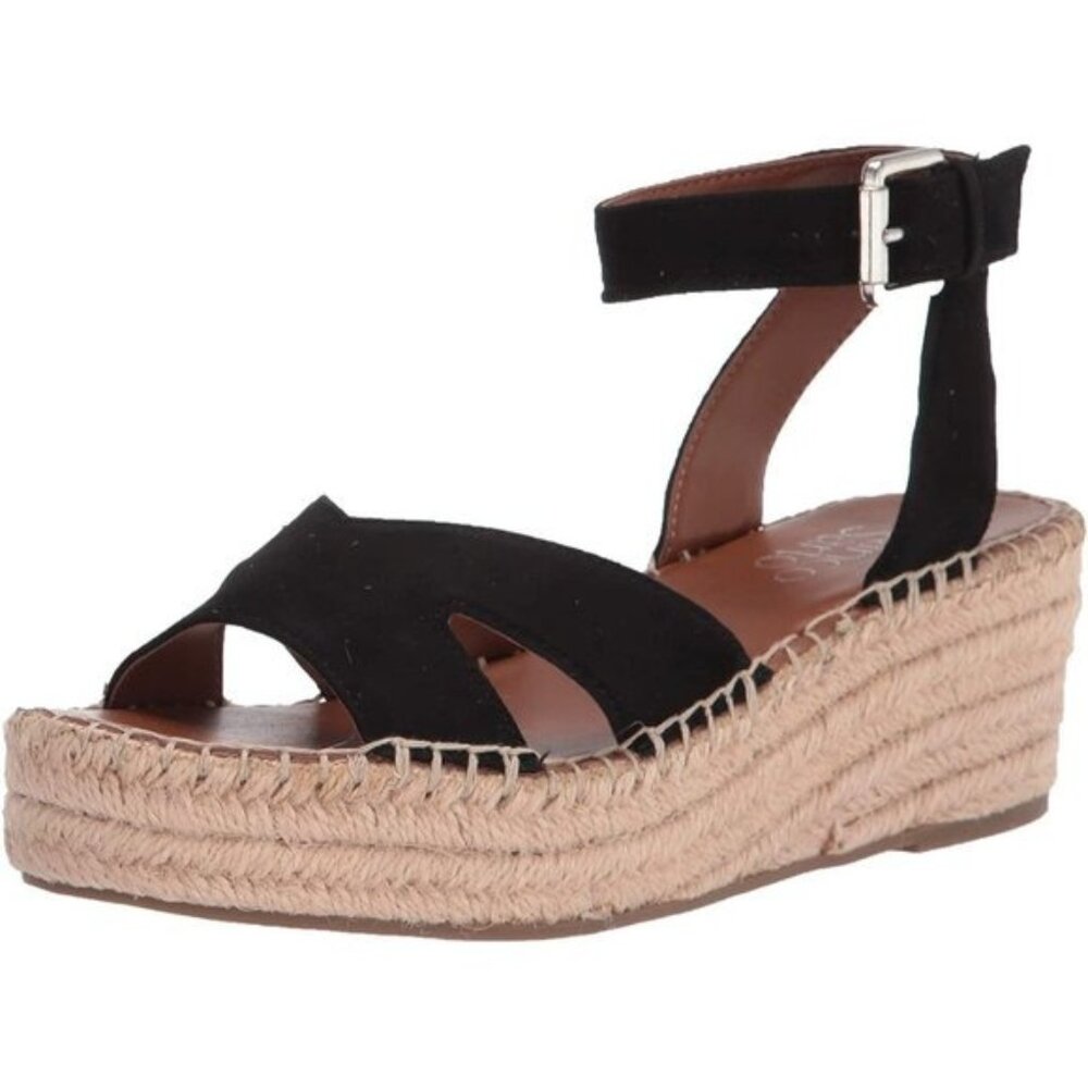 Franco Sarto Pellia Espadrille Sandals in Black Leather